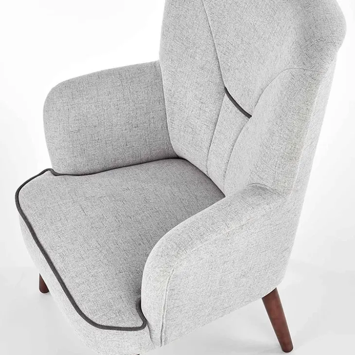Poltrona imbottita in tessuto gambe in noce grigio Romina