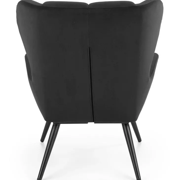Poltrona imbottita in velluto nero Polly