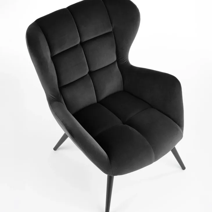 Poltrona imbottita in velluto nero Polly