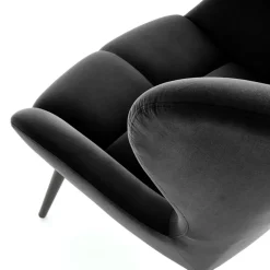 Poltrona imbottita in velluto nero Polly