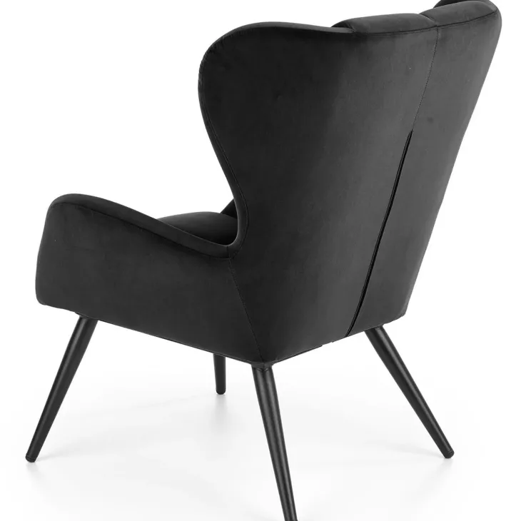 Poltrona imbottita in velluto nero Polly
