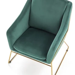 Poltrona imbottita in velluto verde gambe in oro Erminia 3