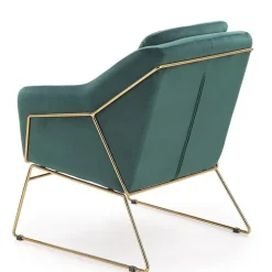 Poltrona imbottita in velluto verde gambe in oro Erminia 3