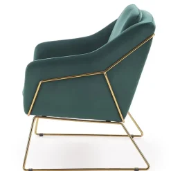 Poltrona imbottita in velluto verde gambe in oro Erminia 3
