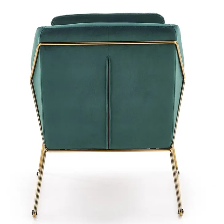 Poltrona imbottita in velluto verde gambe in oro Erminia 3