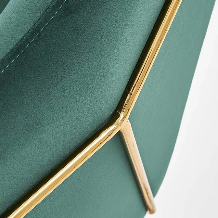 Poltrona imbottita in velluto verde gambe in oro Erminia 3