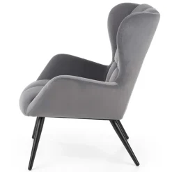 Poltrona imbottita in velluto grigio nero Polly