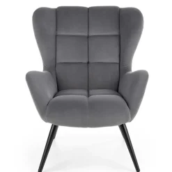 Poltrona imbottita in velluto grigio nero Polly