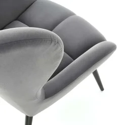 Poltrona imbottita in velluto grigio nero Polly