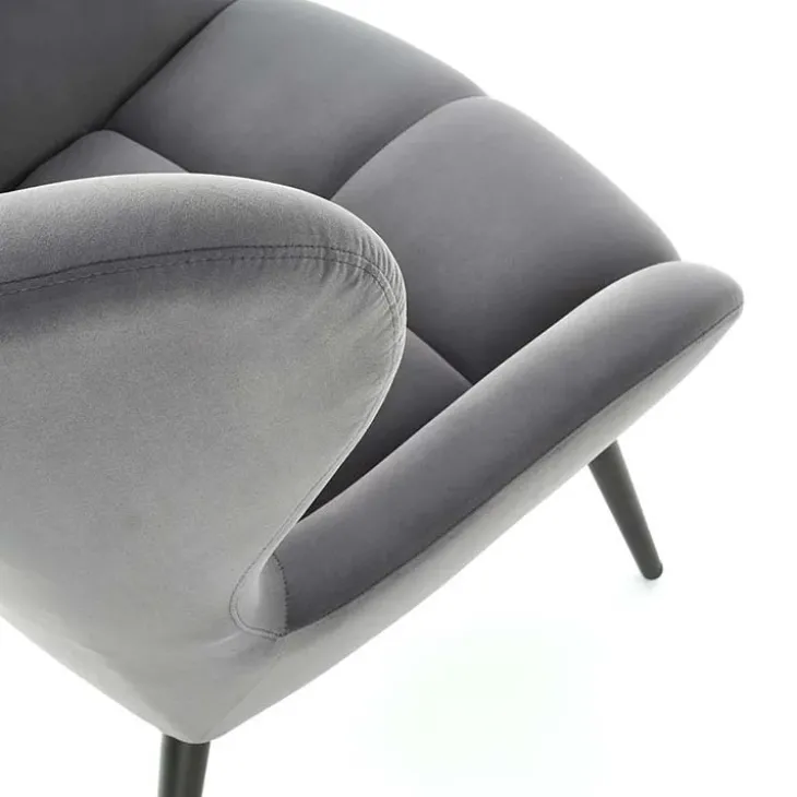 Poltrona imbottita in velluto grigio nero Polly