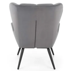 Poltrona imbottita in velluto grigio nero Polly