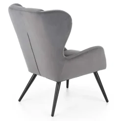 Poltrona imbottita in velluto grigio nero Polly