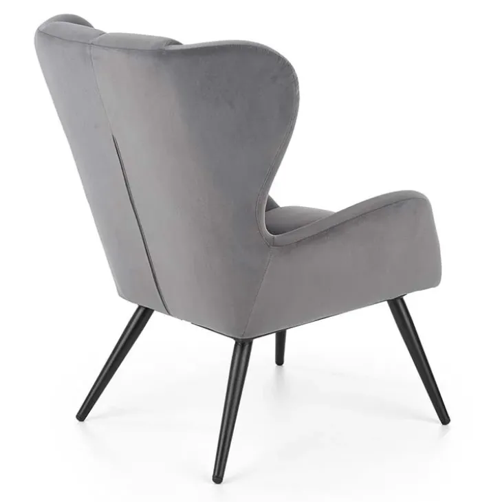 Poltrona imbottita in velluto grigio nero Polly