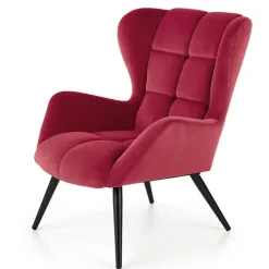 Poltrona imbottita in velluto bordeaux nero Polly