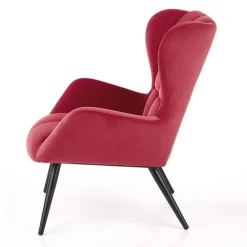 Poltrona imbottita in velluto bordeaux nero Polly