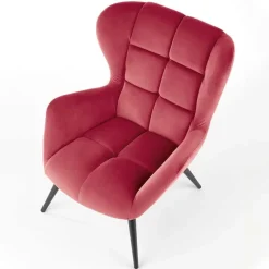 Poltrona imbottita in velluto bordeaux nero Polly