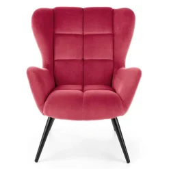 Poltrona imbottita in velluto bordeaux nero Polly