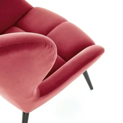 Poltrona imbottita in velluto bordeaux nero Polly