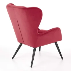 Poltrona imbottita in velluto bordeaux nero Polly