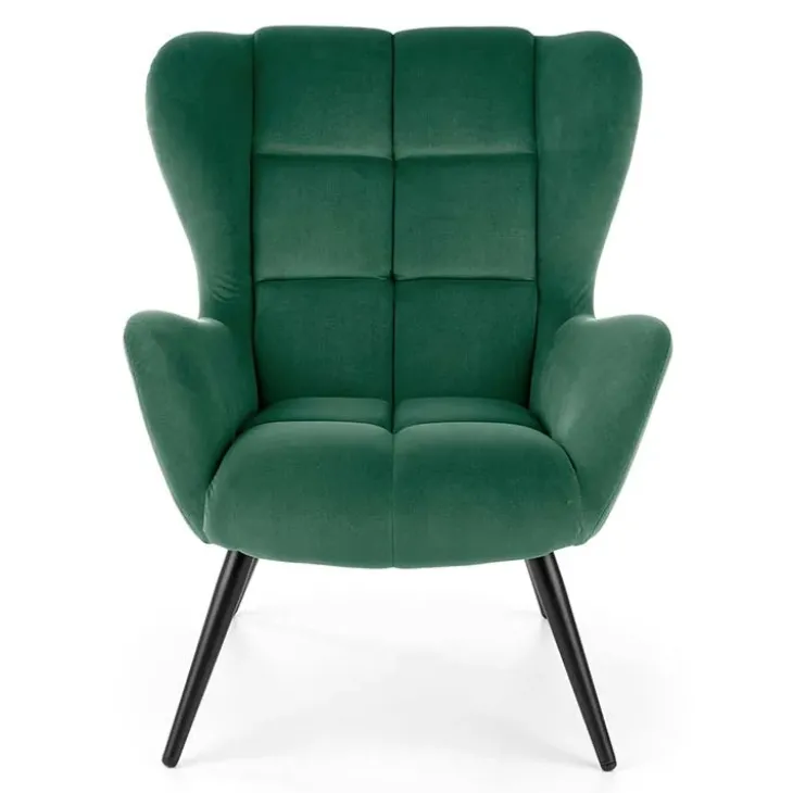 Poltrona imbottita in velluto verde scuro nero Polly