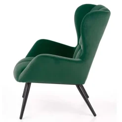 Poltrona imbottita in velluto verde scuro nero Polly