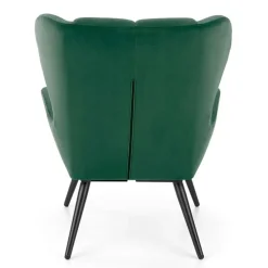 Poltrona imbottita in velluto verde scuro nero Polly