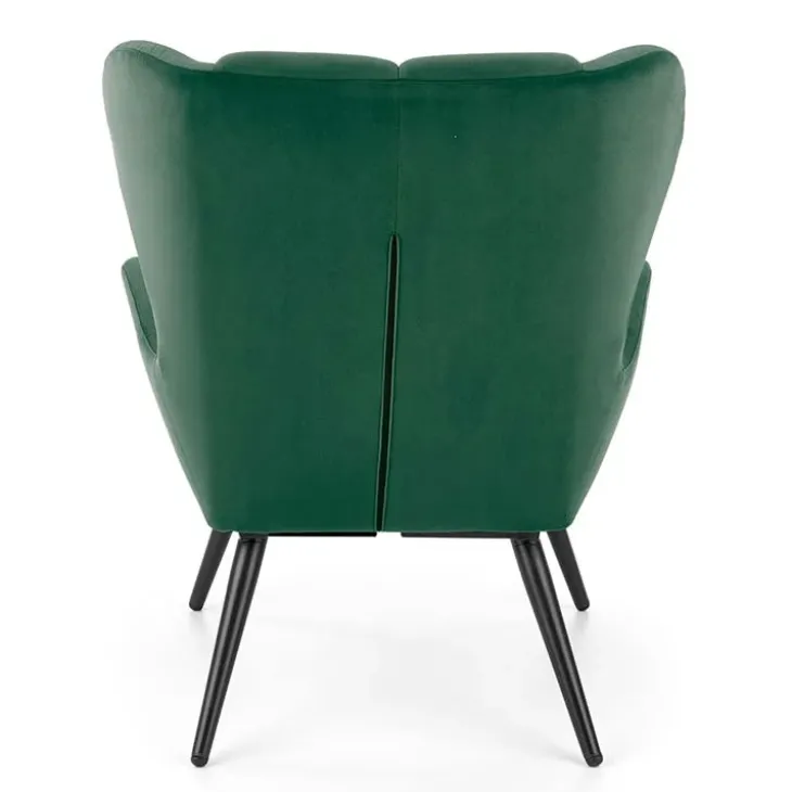 Poltrona imbottita in velluto verde scuro nero Polly