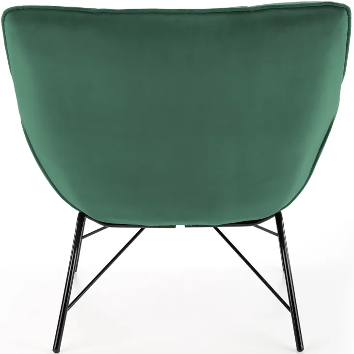 Poltrona imbottita in velluto verde nero moderna Indiana