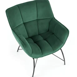 Poltrona imbottita in velluto verde nero moderna Indiana