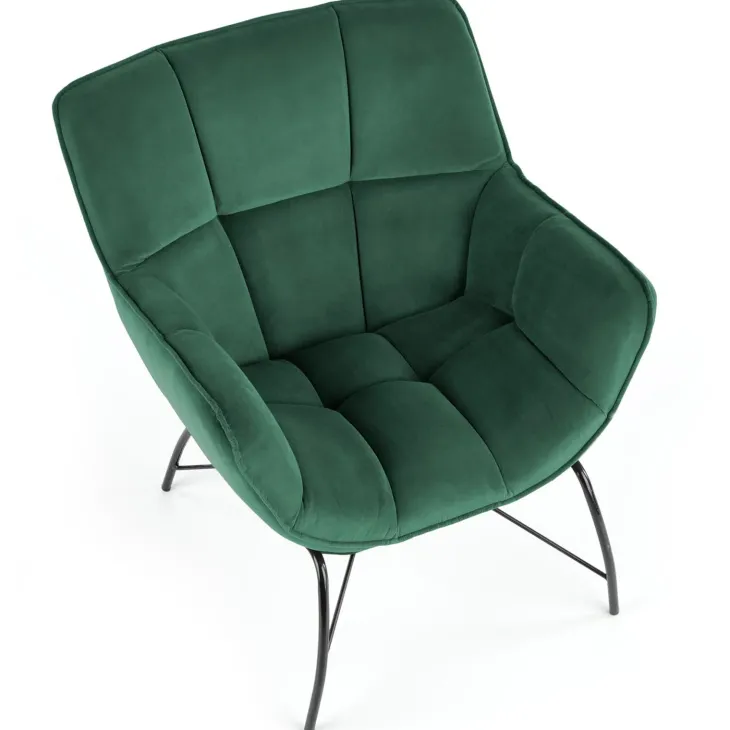 Poltrona imbottita in velluto verde nero moderna Indiana