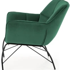 Poltrona imbottita in velluto verde nero moderna Indiana