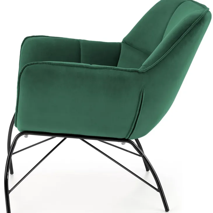 Poltrona imbottita in velluto verde nero moderna Indiana