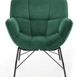 Poltrona imbottita in velluto verde nero moderna Indiana