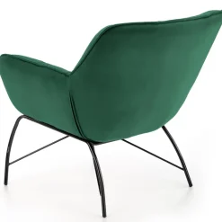 Poltrona imbottita in velluto verde nero moderna Indiana