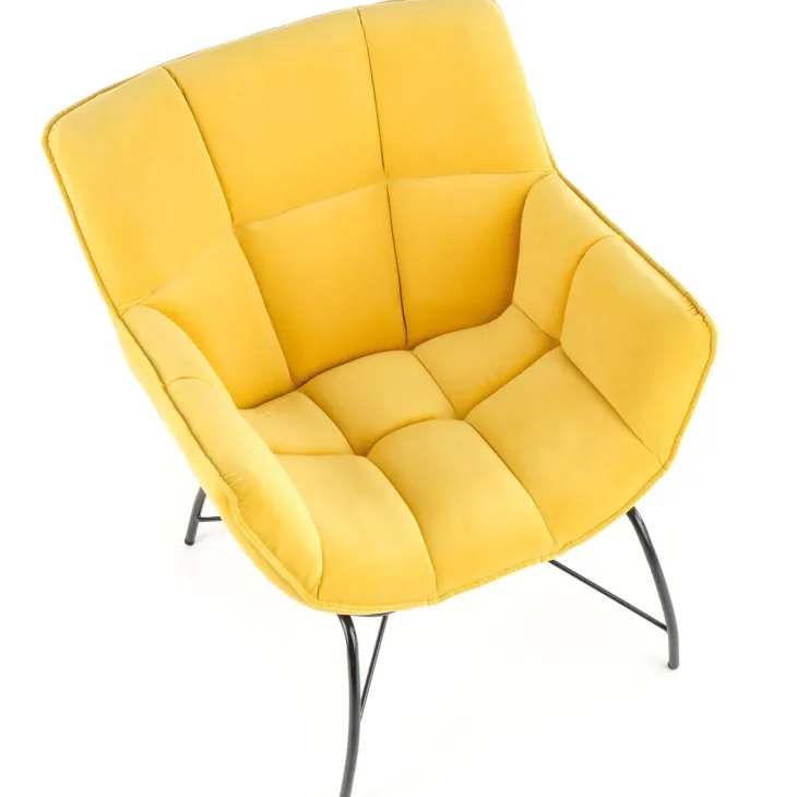 Poltrona imbottita in velluto giallo nero moderna Indiana