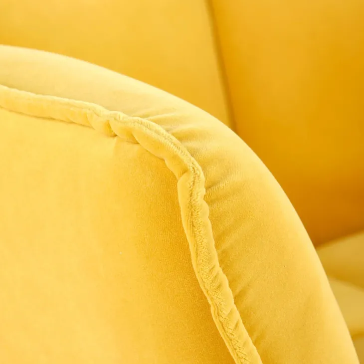 Poltrona imbottita in velluto giallo nero moderna Indiana