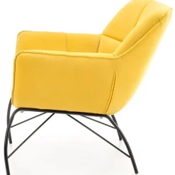 Poltrona imbottita in velluto giallo nero moderna Indiana