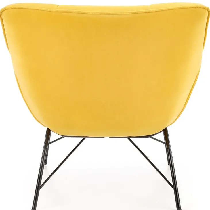Poltrona imbottita in velluto giallo nero moderna Indiana