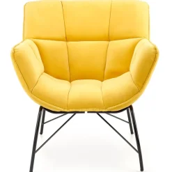 Poltrona imbottita in velluto giallo nero moderna Indiana