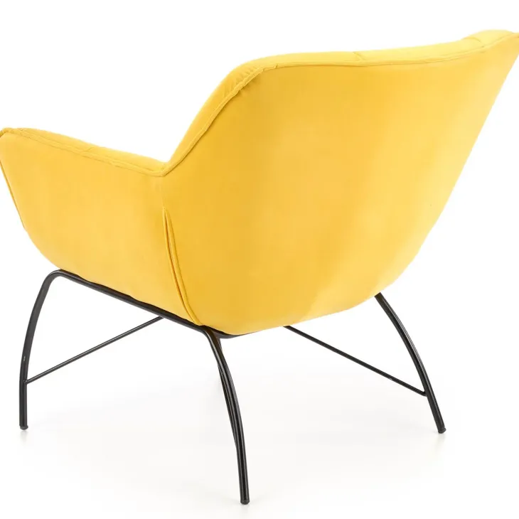 Poltrona imbottita in velluto giallo nero moderna Indiana