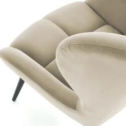 Poltrona imbottita in velluto beige nero Polly