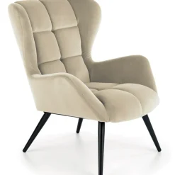 Poltrona imbottita in velluto beige nero Polly