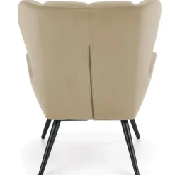 Poltrona imbottita in velluto beige nero Polly