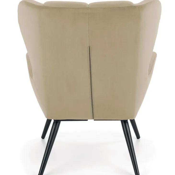 Poltrona imbottita in velluto beige nero Polly