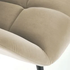 Poltrona imbottita in velluto beige nero Polly
