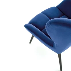 Poltrona imbottita in velluto blu nero Polly