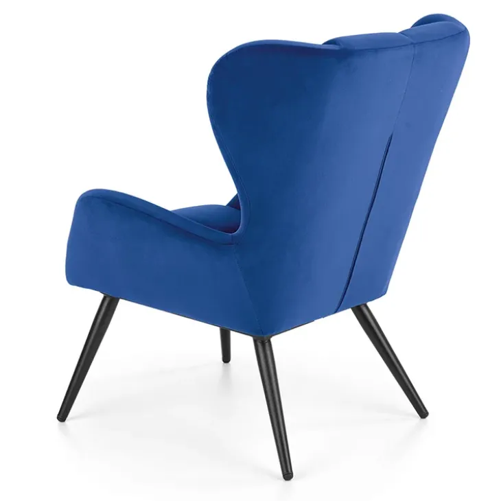 Poltrona imbottita in velluto blu nero Polly