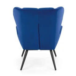 Poltrona imbottita in velluto blu nero Polly