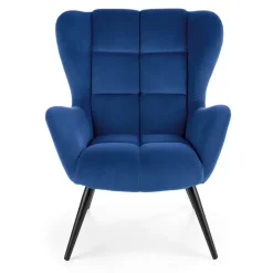 Poltrona imbottita in velluto blu nero Polly