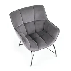 Poltrona imbottita in velluto grigio nero Indiana